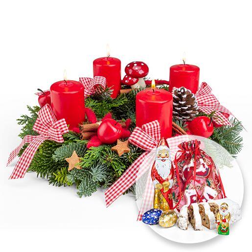 Adventskranz “Frohe Weihnacht” und Süßer Adventsgruß
