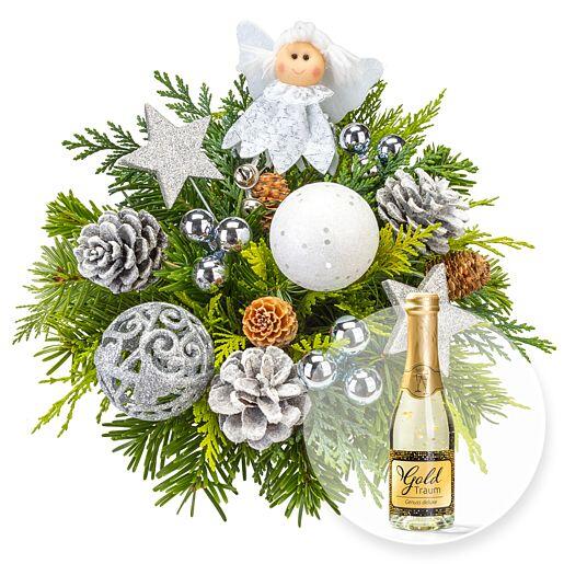 Blumenstrauß „Engelsgruß“ und Goldtraum-Piccolo