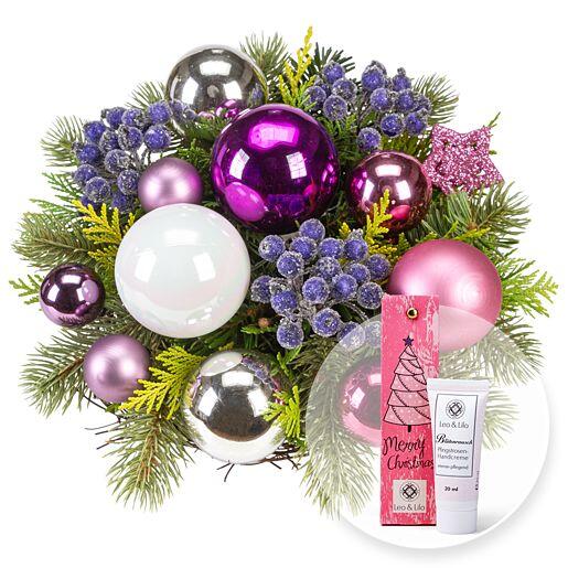 Blumenstrauß „Juwel“ und Handcreme „Merry Christmas“