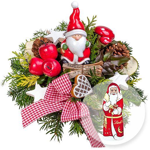 Blumenstrauß „Santa Claus“ und Lindt-Weihnachtsmann