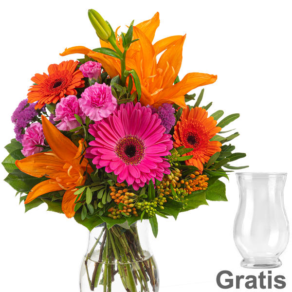 Bunter Blumenstrauss Farbtraum Mit Einer Glas Vase Secco Blumen Online Bestellen Bundesweit