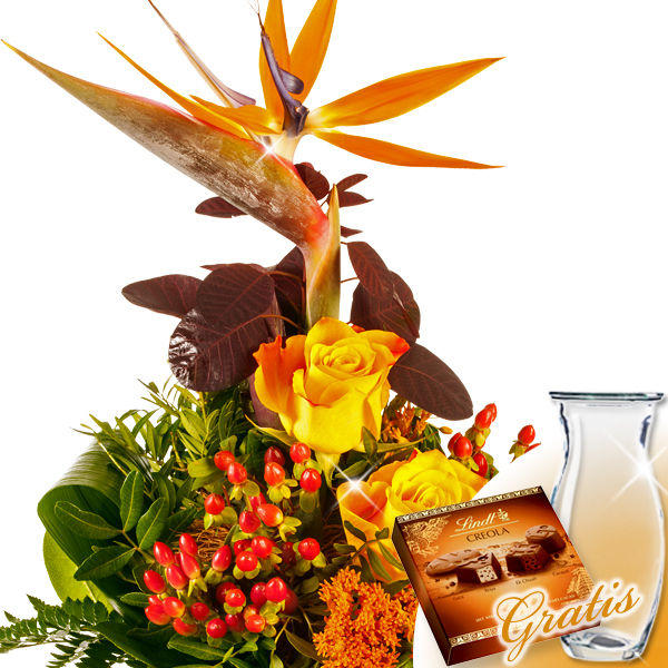 Exotischer Blumengruß “Blütenstar” inkl. Vase