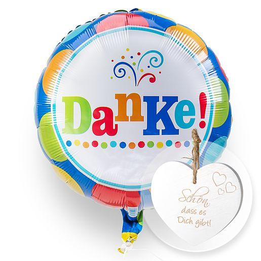 Heliumballon Danke mit Herz-Anhänger „Schön, dass es Dich gibt!“