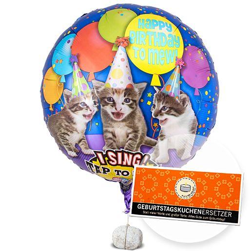 Heliumballon Tierische Geburtstagsgrüße Katzen mit Schokolade Geburtstagskuchenersetzer