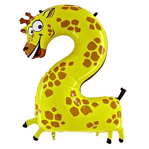 Heliumballon „Tierische Zahlen 2 Giraffe“