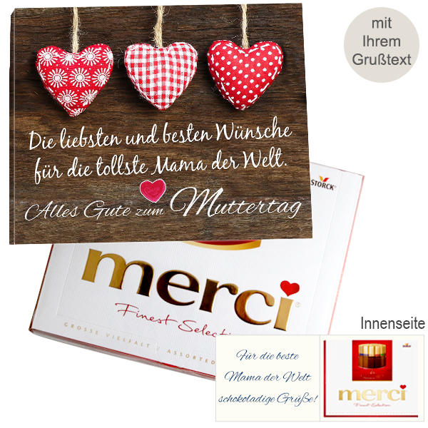 Merci und eine Grußkarte "Zum Muttertag" Blumen verschicken Online