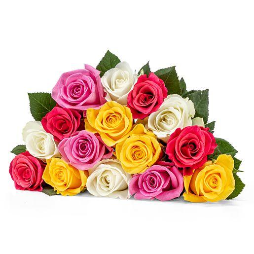 Rosenstrauß aus 15 bunten Fairtrade Rosen