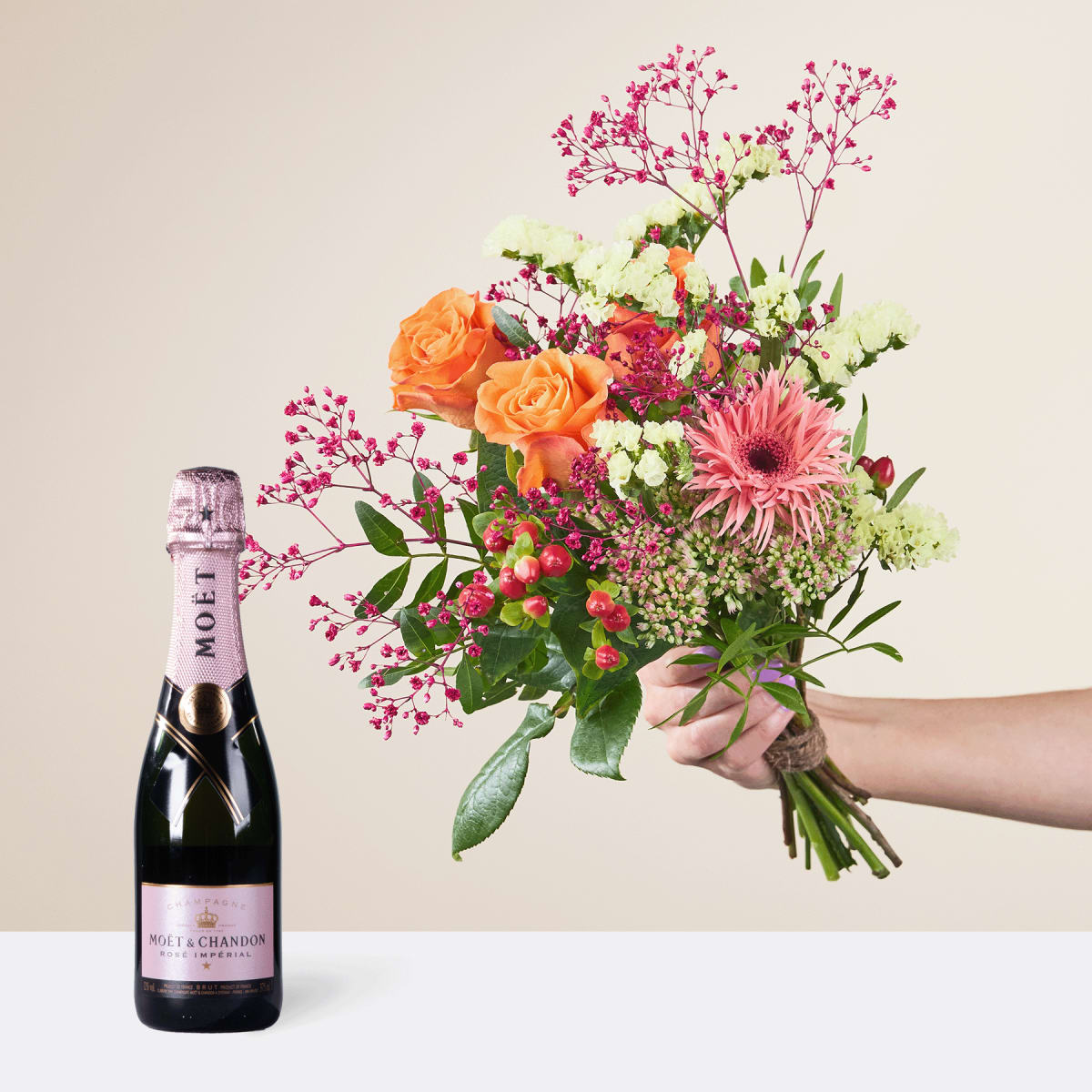 Valentina mit Moet & Chandon Imperial Rosé 375ml - Blumen verschicken